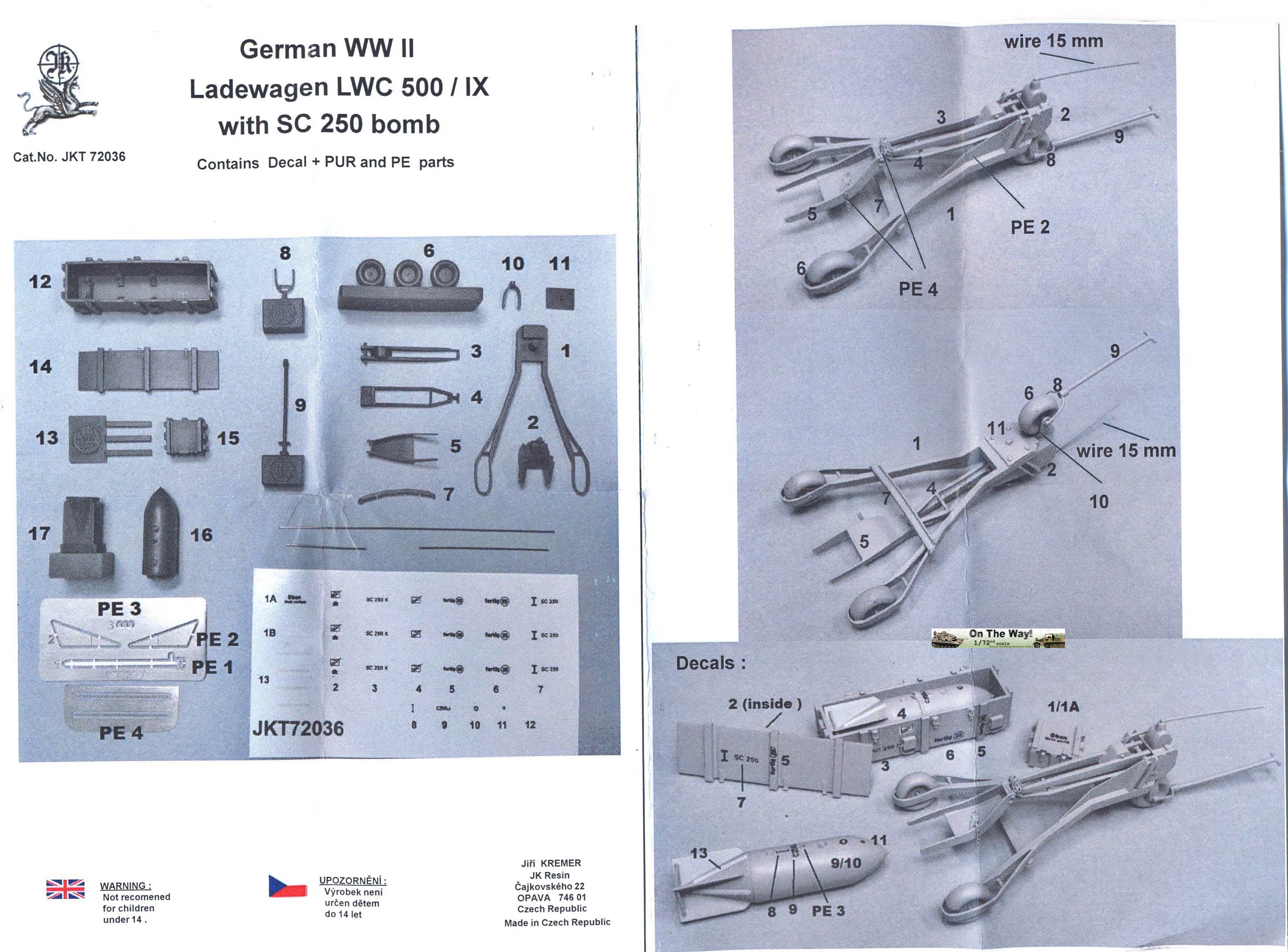 JK Resin, German WWII Ladewagen LWC500/IX with SC250 bomb
